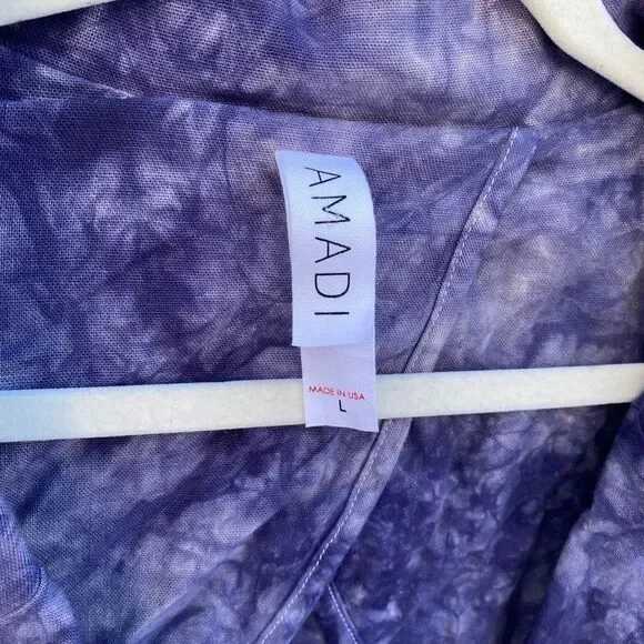 Amadi Hilde Tie Dye Purple Boho Oversized Blazer Size L Made in USA     - Picture 2 of 7